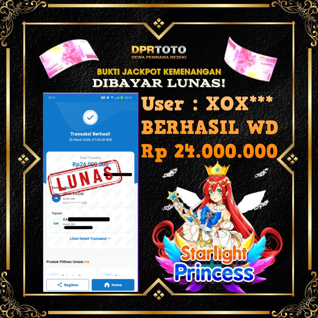 KEMENANGAN BESAR STARLIGHT PRINCESS WD 24.000.000 - LUNAS